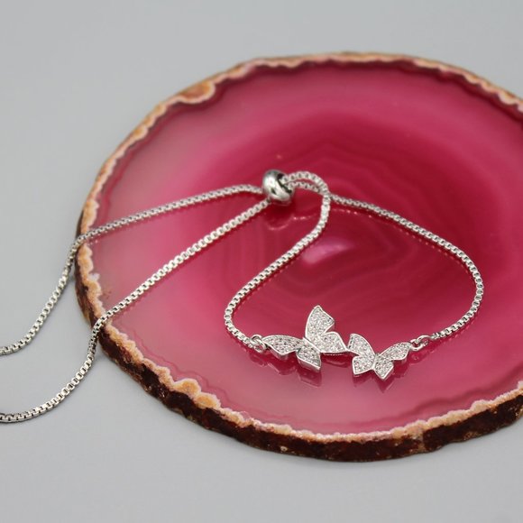 Jewelry bracelet butterfly butterflies symbol of friendship white gold dainty - Picture 3 of 7